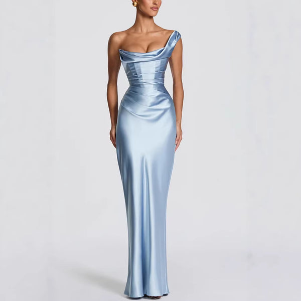 Off-Shoulder Satin Bodycon Dress