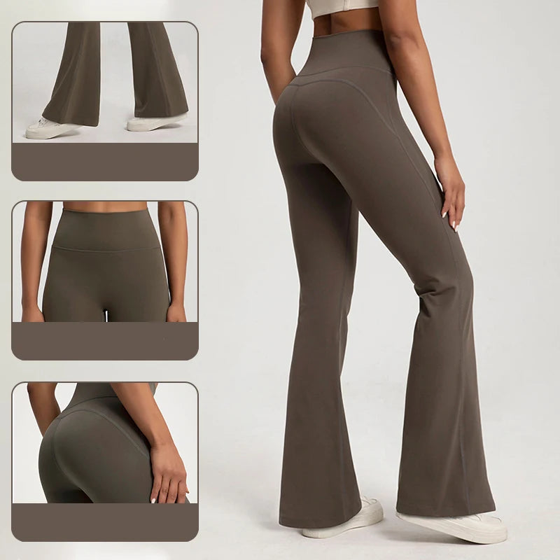 Crossover-Waist Flare Leggings