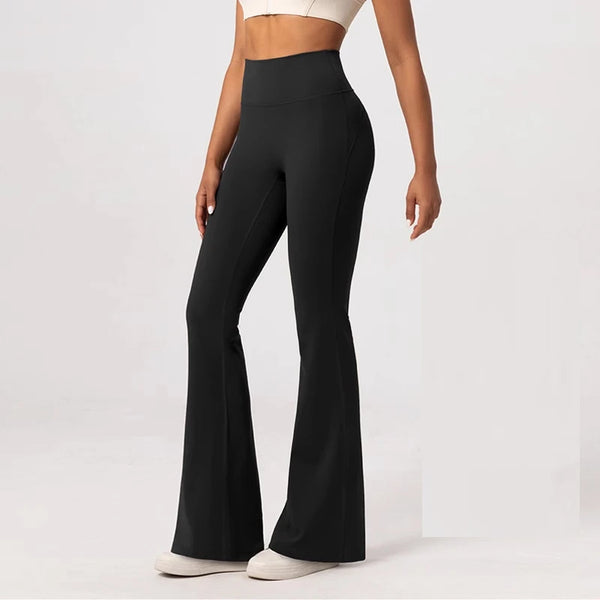 Crossover-Waist Flare Leggings