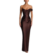 Off-Shoulder Satin Bodycon Dress